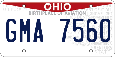 OH license plate GMA7560