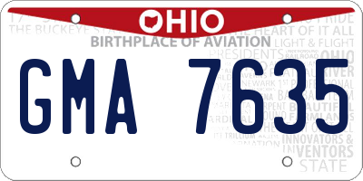 OH license plate GMA7635