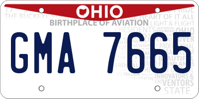 OH license plate GMA7665