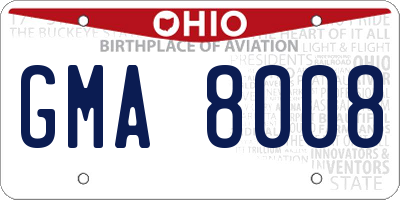 OH license plate GMA8008