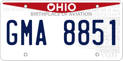OH license plate GMA8851