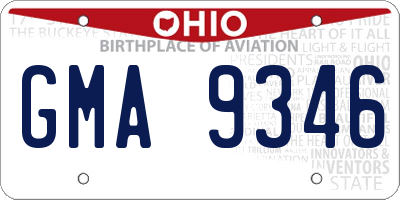 OH license plate GMA9346