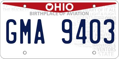 OH license plate GMA9403