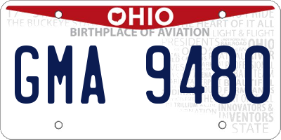 OH license plate GMA9480