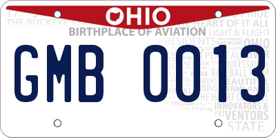 OH license plate GMB0013