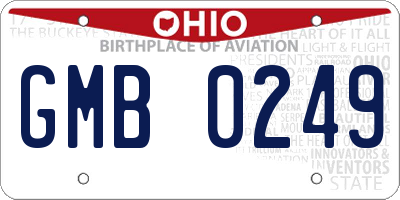 OH license plate GMB0249