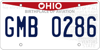 OH license plate GMB0286