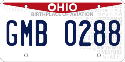 OH license plate GMB0288