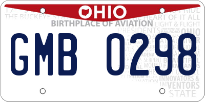 OH license plate GMB0298