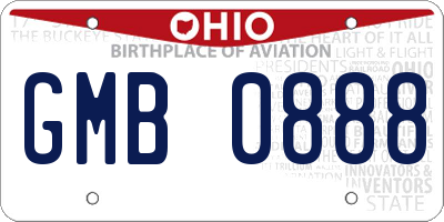 OH license plate GMB0888