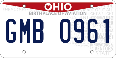 OH license plate GMB0961