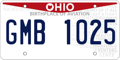 OH license plate GMB1025