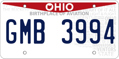 OH license plate GMB3994