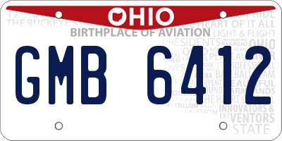 OH license plate GMB6412