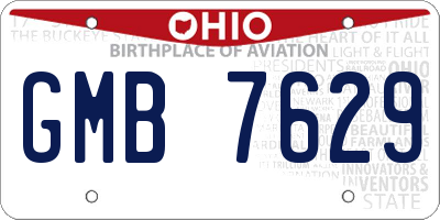 OH license plate GMB7629