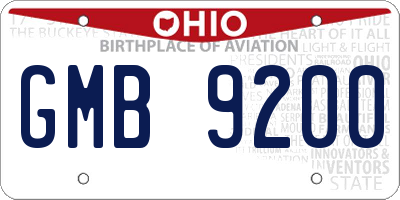 OH license plate GMB9200