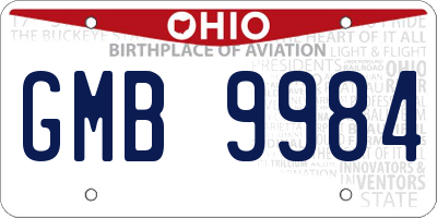 OH license plate GMB9984