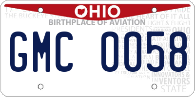 OH license plate GMC0058