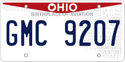 OH license plate GMC9207