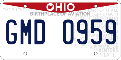 OH license plate GMD0959