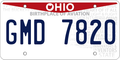 OH license plate GMD7820