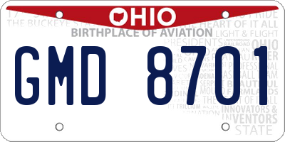 OH license plate GMD8701