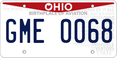 OH license plate GME0068