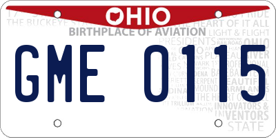 OH license plate GME0115