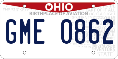 OH license plate GME0862