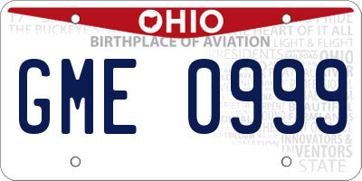 OH license plate GME0999