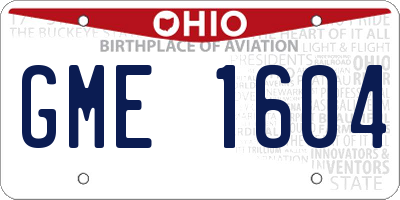 OH license plate GME1604