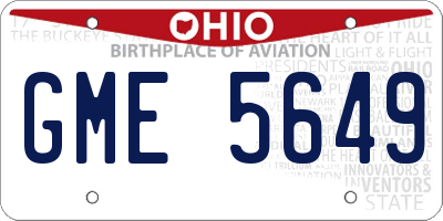 OH license plate GME5649