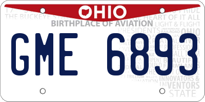 OH license plate GME6893
