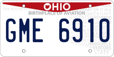 OH license plate GME6910