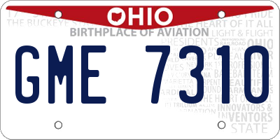 OH license plate GME7310