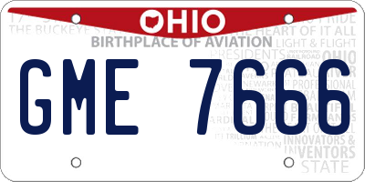 OH license plate GME7666