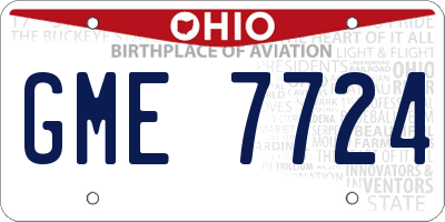 OH license plate GME7724