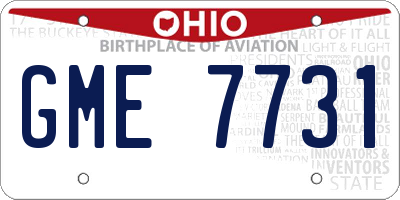 OH license plate GME7731