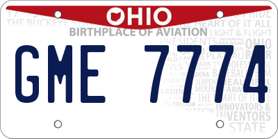 OH license plate GME7774