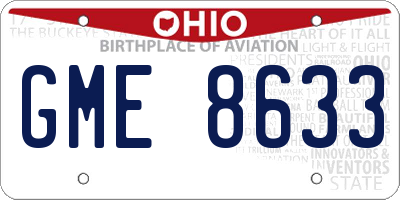 OH license plate GME8633