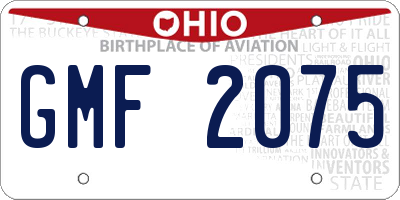 OH license plate GMF2075