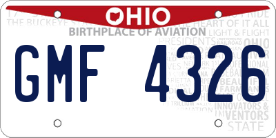 OH license plate GMF4326
