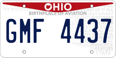 OH license plate GMF4437