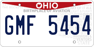 OH license plate GMF5454