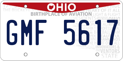 OH license plate GMF5617