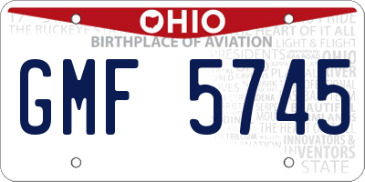 OH license plate GMF5745