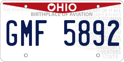 OH license plate GMF5892