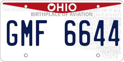 OH license plate GMF6644