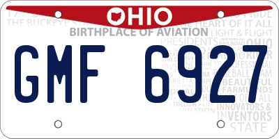 OH license plate GMF6927