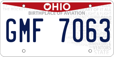 OH license plate GMF7063